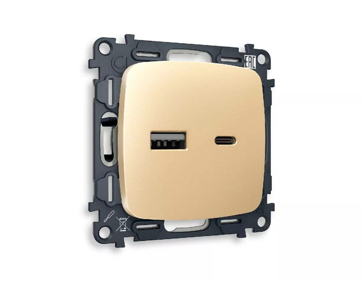 Комплект механизма розетки 2USB A+C 20W (быстрая зарядка) Ambrella Volt Omega MO611010
Комплект механизма розетки 2USB A+C 20W (быстрая зарядка) Ambrella Volt Omega MO611010