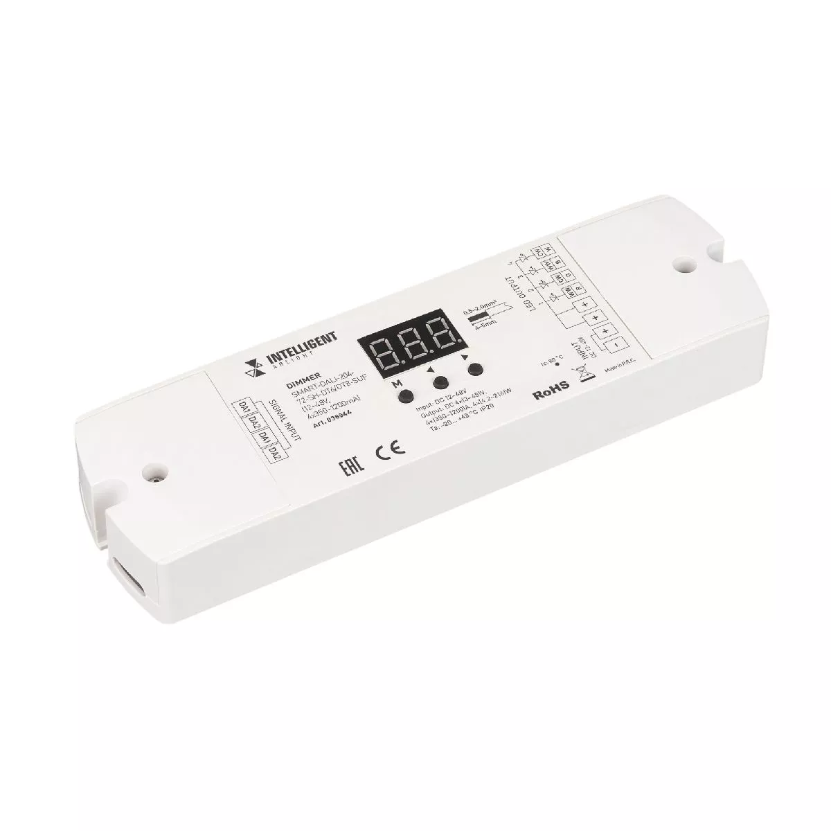 Диммер Arlight SMART-DALI-204-72-SH-DT6/DT8-SUF (12-48V, 4x350-1200mA) 038544
Диммер Arlight SMART-DALI-204-72-SH-DT6/DT8-SUF (12-48V, 4x350-1200mA) 038544