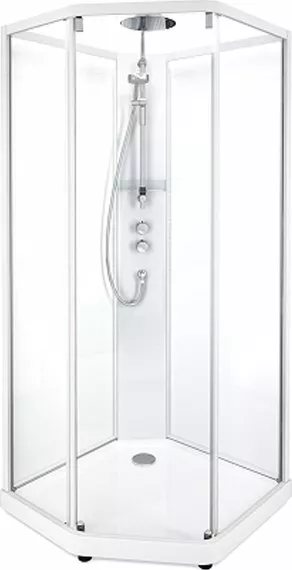 10-5 Comfort пятиугольная, 1000х1000 мм, профиль белый, прозрачное стекло
10-5 Comfort пятиугольная, 1000х1000 мм, профиль белый, прозрачное стекло