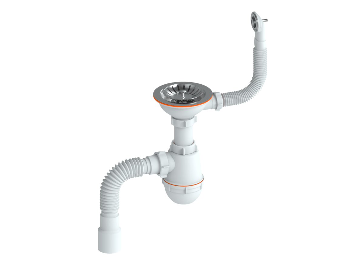 Сифон для мойки РМС круглый перелив белый 
Сифон для мойки РМС круглый перелив белый