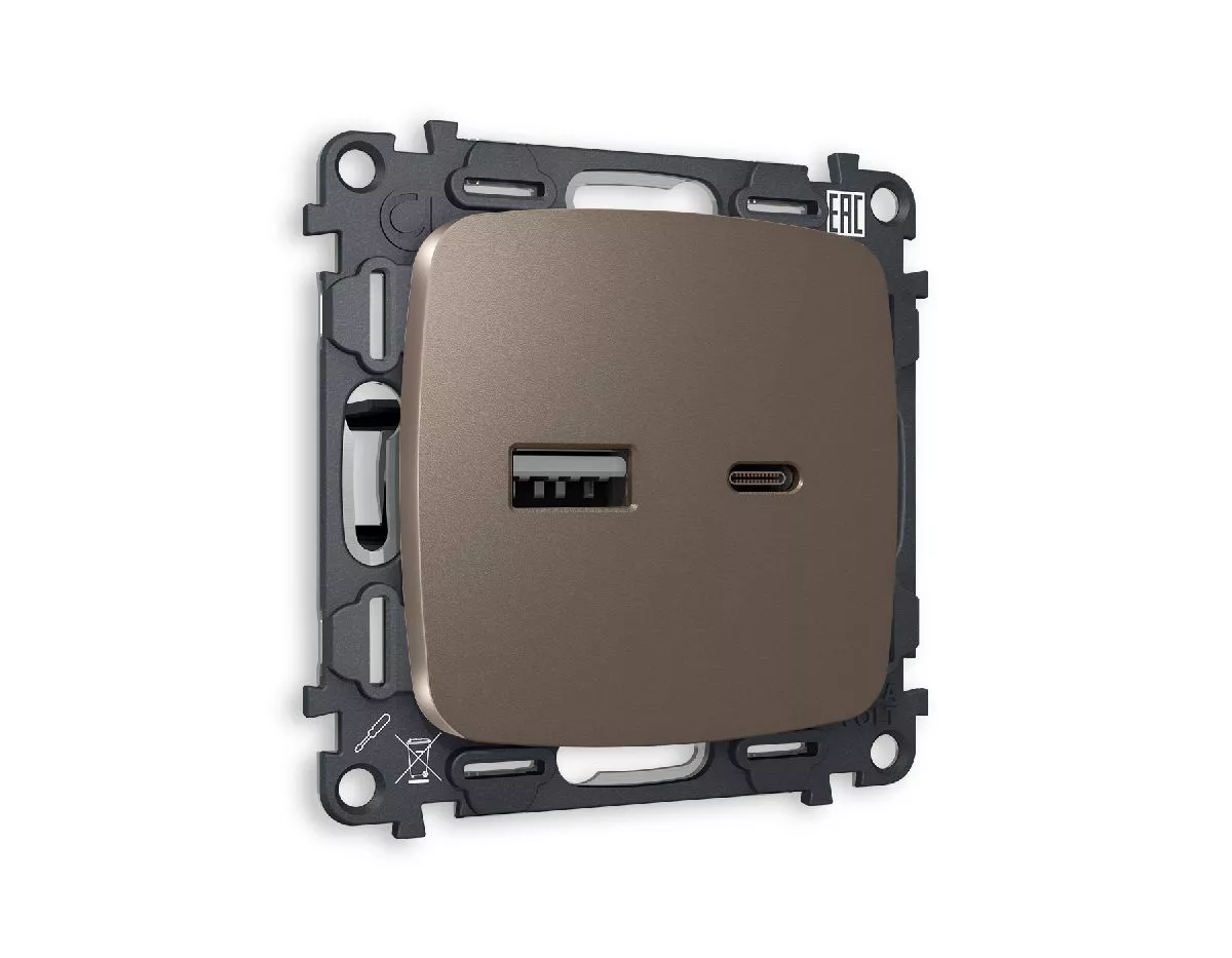 Комплект механизма розетки 2USB A+C 20W (быстрая зарядка) Ambrella Volt Omega MO641010
Комплект механизма розетки 2USB A+C 20W (быстрая зарядка) Ambrella Volt Omega MO641010
