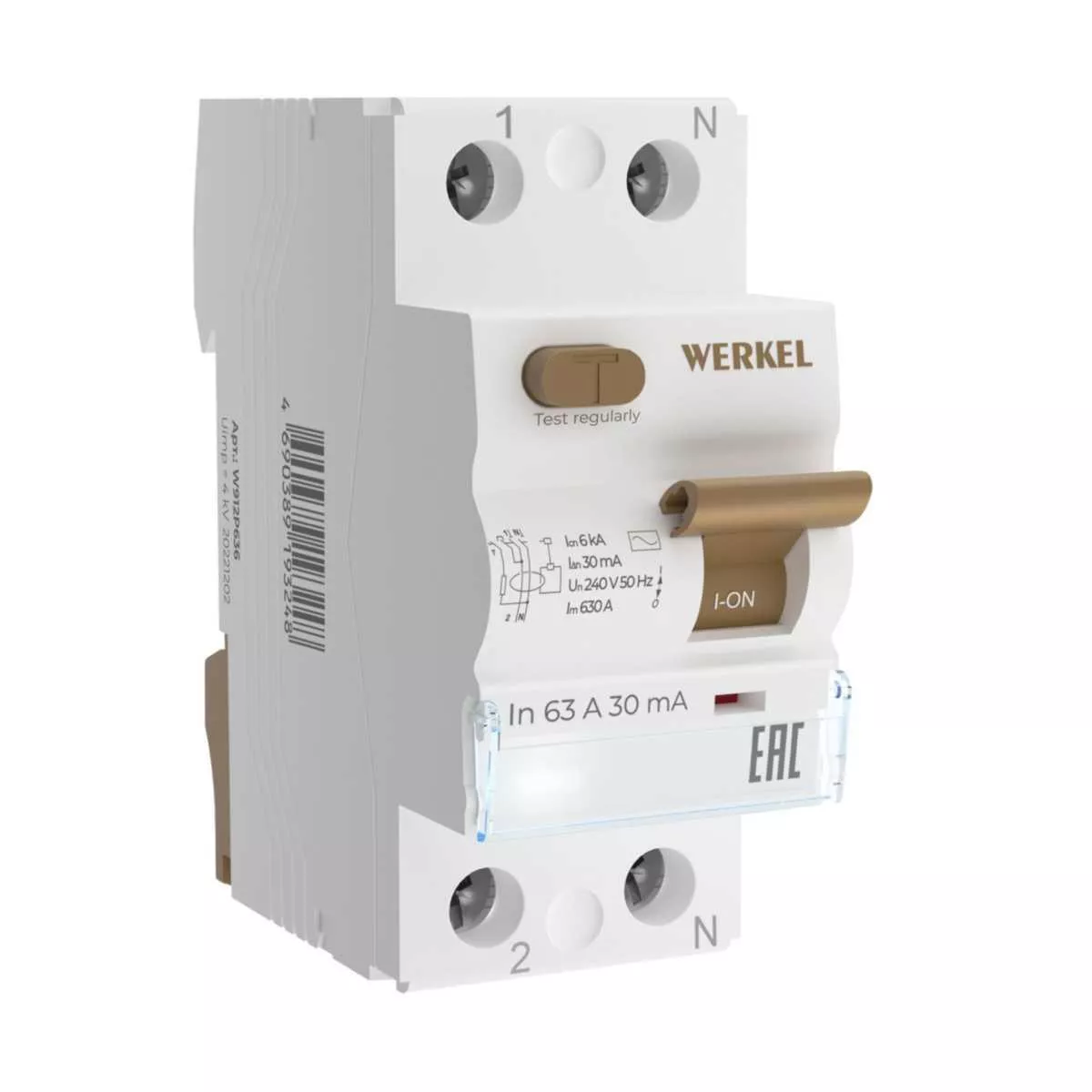 Устройство защитного отключения Werkel 1P+N 63A 30mА АС 6kА W912P636 4690389193125
Устройство защитного отключения Werkel 1P+N 63A 30mА АС 6kА W912P636 4690389193125