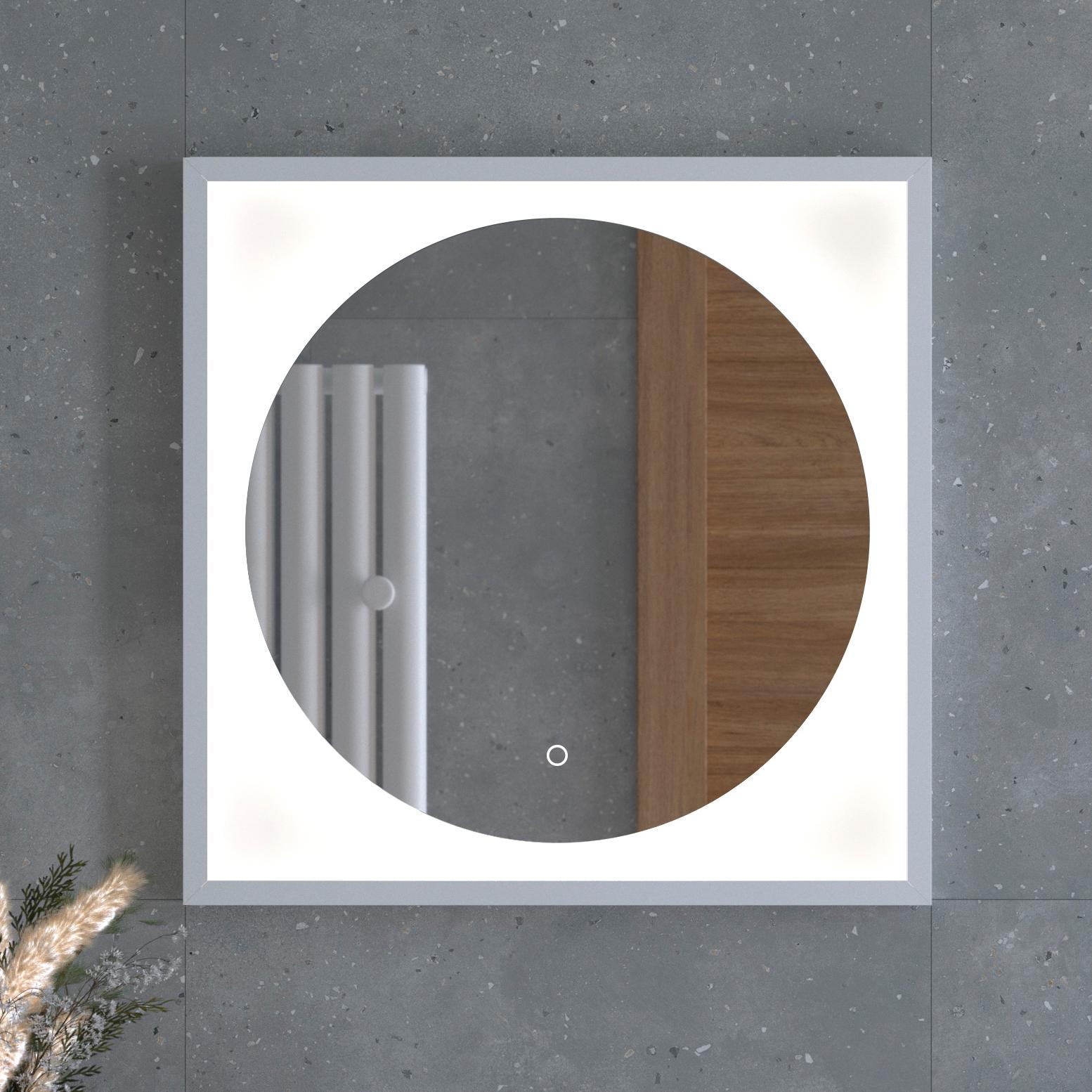 Зеркало в багетной раме с LED-подсветкой 12W (60x60 cm) (Сенсорный выключатель) (Нейтральный белый свет) (Белая рама) (DEFESTO)
Зеркало в багетной раме с LED-подсветкой 12W (60x60 cm) (Сенсорный выключатель) (Нейтральный белый свет) (Белая рама) (DEFESTO)