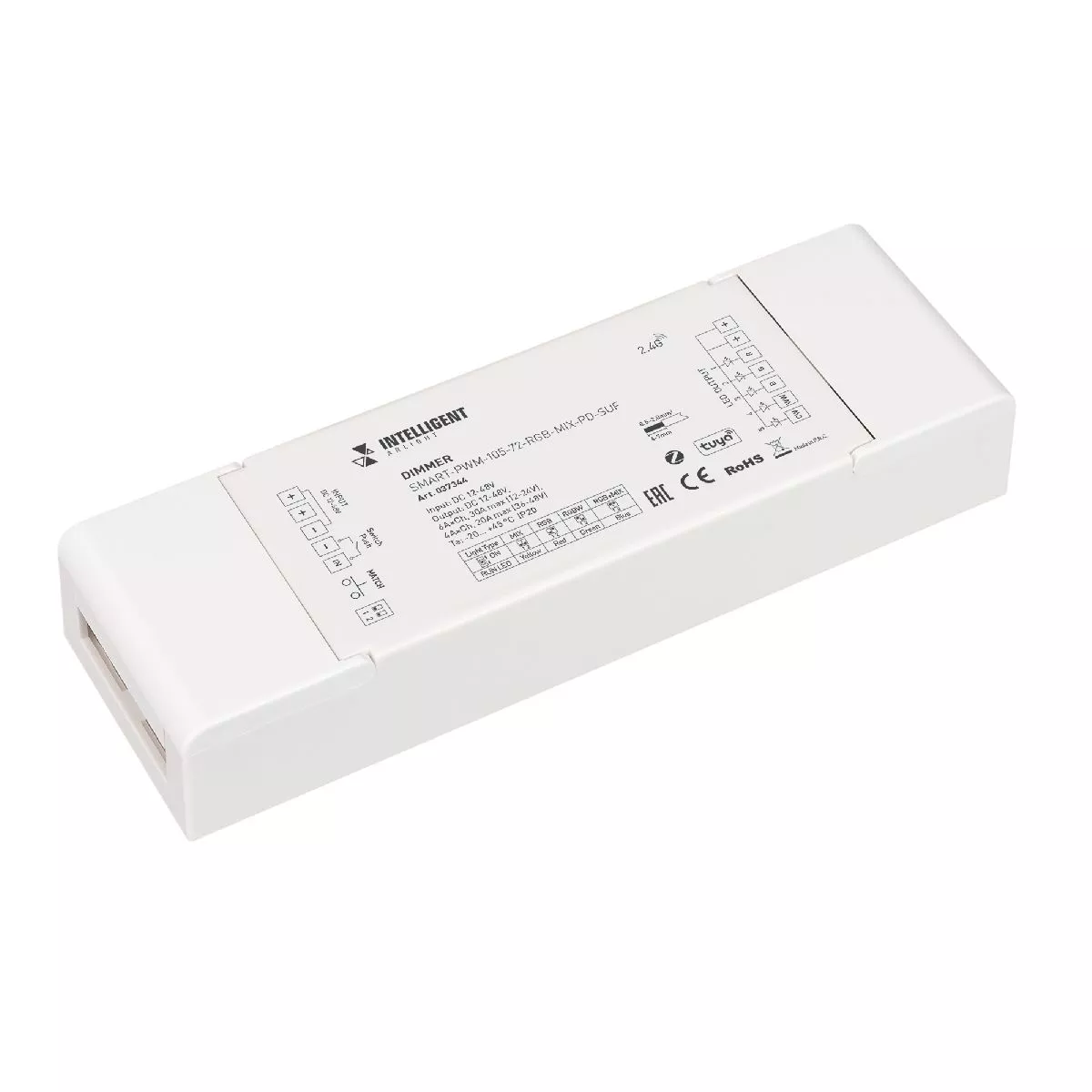 Диммер Arlight SMART-PWM-105-72-RGB-MIX-PD-SUF (12-48V, 5x6A, ZB, 2.4G) 037344
Диммер Arlight SMART-PWM-105-72-RGB-MIX-PD-SUF (12-48V, 5x6A, ZB, 2.4G) 037344