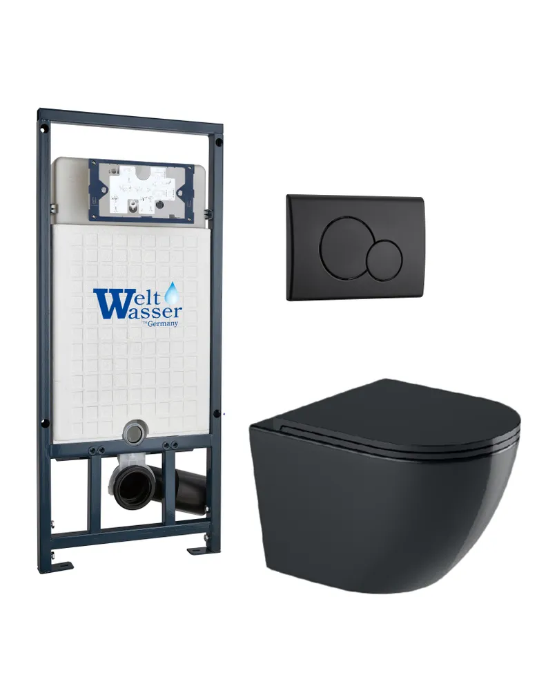 Комплект унитаза WeltWasser Merzbach 041 XL с инсталляцией MARBERG 507 черный матовый, с сиденьем микролифт и клавишей смыва MAR 507 RD MT-BL черный матовый
Комплект унитаза WeltWasser Merzbach 041 XL с инсталляцией MARBERG 507 черный матовый, с сиденьем микролифт и клавишей смыва MAR 507 RD MT-BL черный матовый