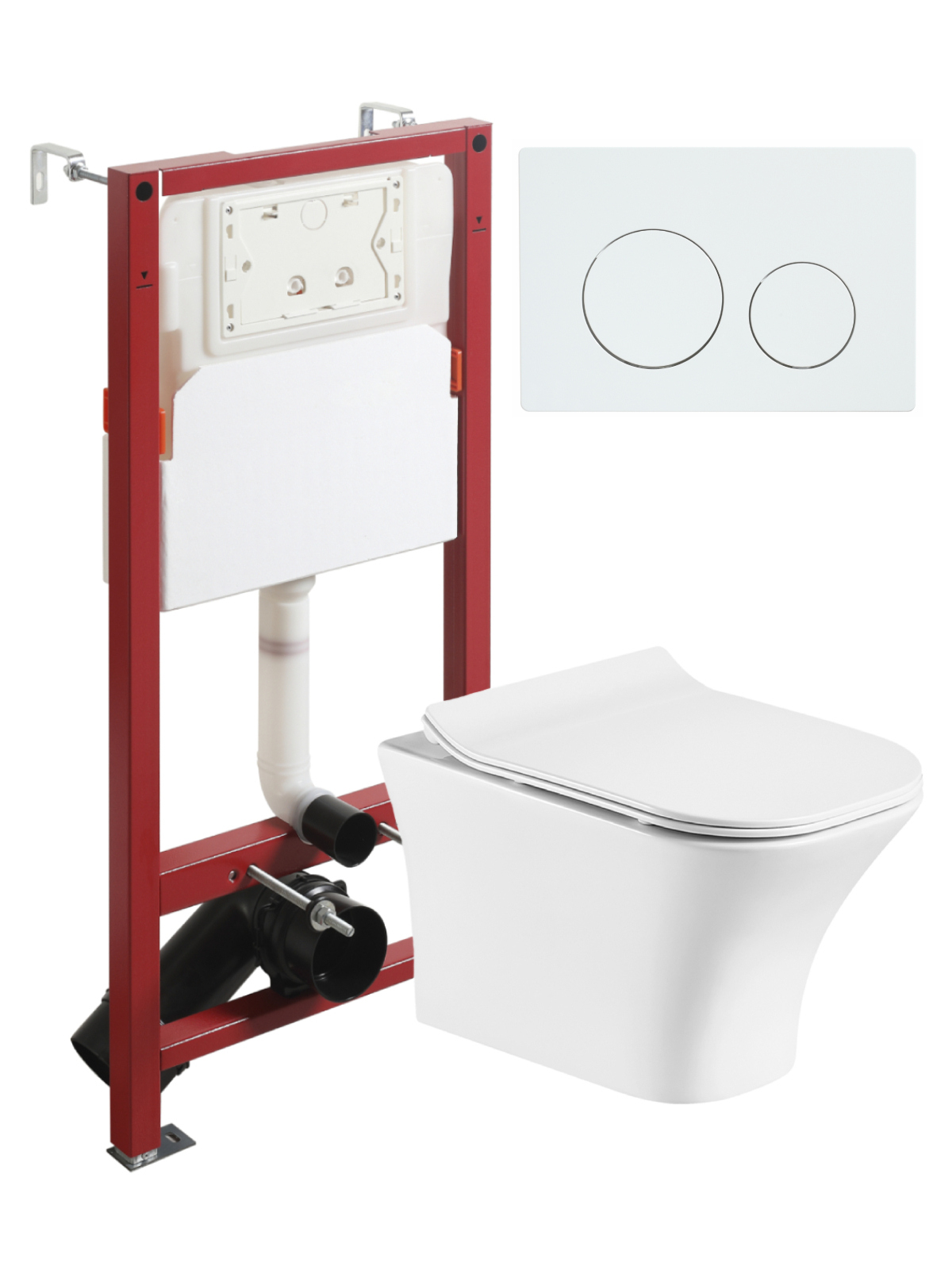 Комплект Orange CI02-100W+APB188 Унитаз подвесной безободковый, с микролифтом + Система инсталляции + Кнопка смыва белая
Комплект Orange CI02-100W+APB188 Унитаз подвесной безободковый, с микролифтом + Система инсталляции + Кнопка смыва белая