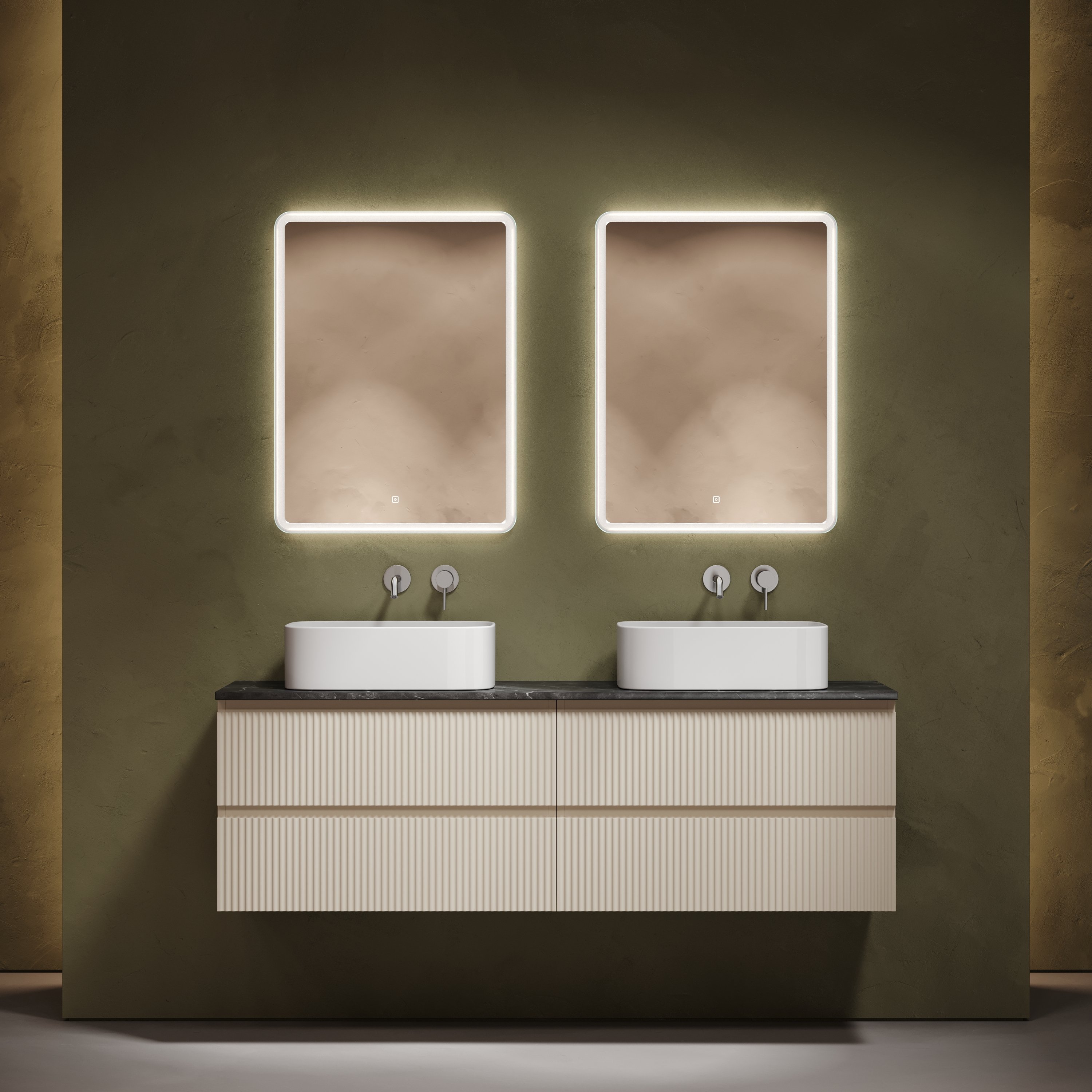 Мебель для ванной комнаты Sancos Snob R 160 beige soft, столешница черный мрамор TT160A1, раковина CN6052
Мебель для ванной комнаты Sancos Snob R 160 beige soft, столешница черный мрамор TT160A1, раковина CN6052