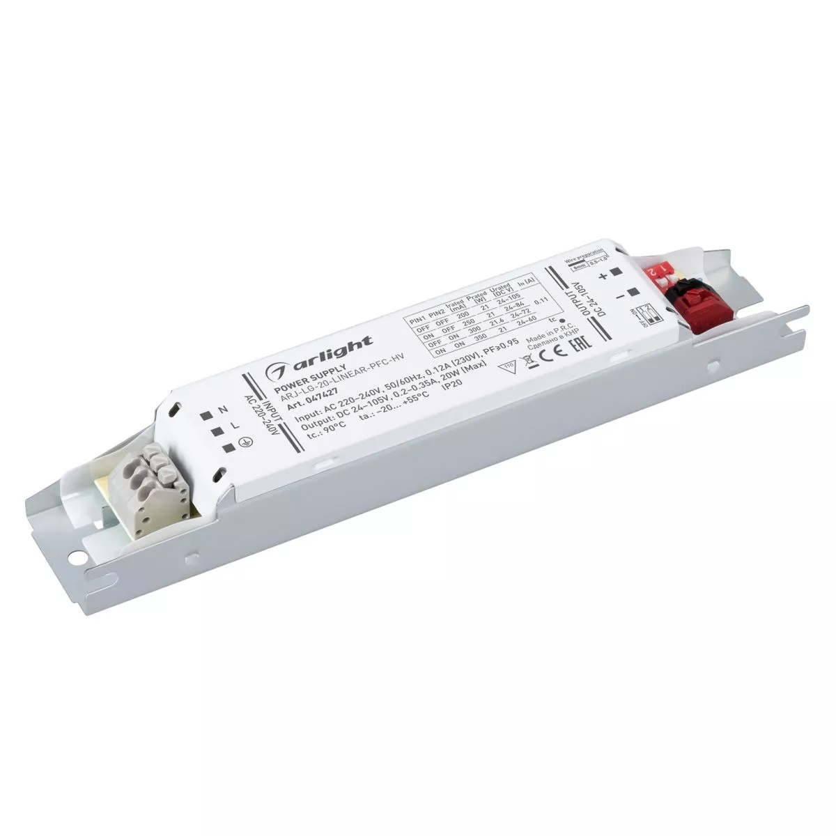 Блок питания Arlight ARJ-LG-20-LINEAR-PFC-HV (20W, 24-105V, 0.2-0.35A) (IP20 Металл) 047427
Блок питания Arlight ARJ-LG-20-LINEAR-PFC-HV (20W, 24-105V, 0.2-0.35A) (IP20 Металл) 047427