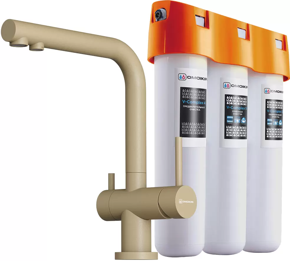 Комплект смеситель для кухни Omoikiri Nagano бежевый матовый, шампань с фильтром Pure Drop Lite
Комплект смеситель для кухни Omoikiri Nagano бежевый матовый, шампань с фильтром Pure Drop Lite