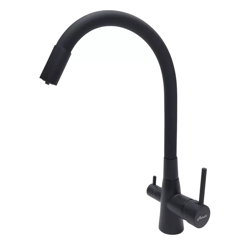 Смеситель для кухни с гибким изливом и подключением фильтра Maretti Project Black PB31RGF71, черный
Смеситель для кухни с гибким изливом и подключением фильтра Maretti Project Black PB31RGF71, черный