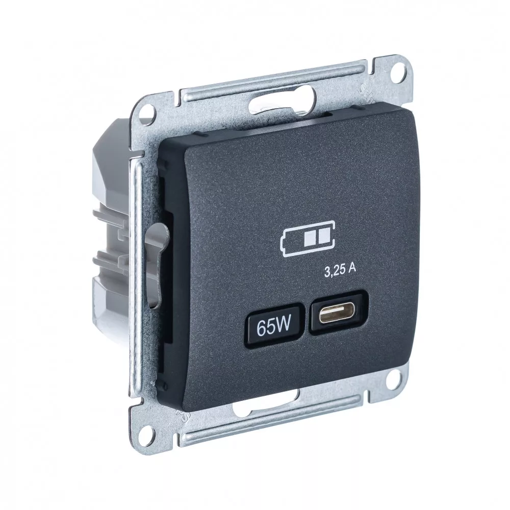 USB Розетка тип-C 65W высокоскор.заряд. QC, PD, мех. Systeme Electric Glossa Антрацит GSL000727
USB Розетка тип-C 65W высокоскор.заряд. QC, PD, мех. Systeme Electric Glossa Антрацит GSL000727