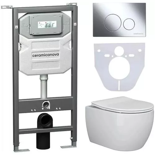 Комплект Унитаз подвесной Ceramicanova Play CN3001 безободковый, с микролифтом + Инсталляция Envision CN1001CH + Кнопка Round, хром
Комплект Унитаз подвесной Ceramicanova Play CN3001 безободковый, с микролифтом + Инсталляция Envision CN1001CH + Кнопка Round, хром