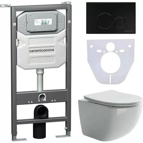 Комплект Унитаз подвесной Ceramicanova Forma CN3009 безободковый, с микролифтом + Система инсталляции для унитазов Envision CN1001B с кнопкой смыва и
Комплект Унитаз подвесной Ceramicanova Forma CN3009 безободковый, с микролифтом + Система инсталляции для унитазов Envision CN1001B с кнопкой смыва и