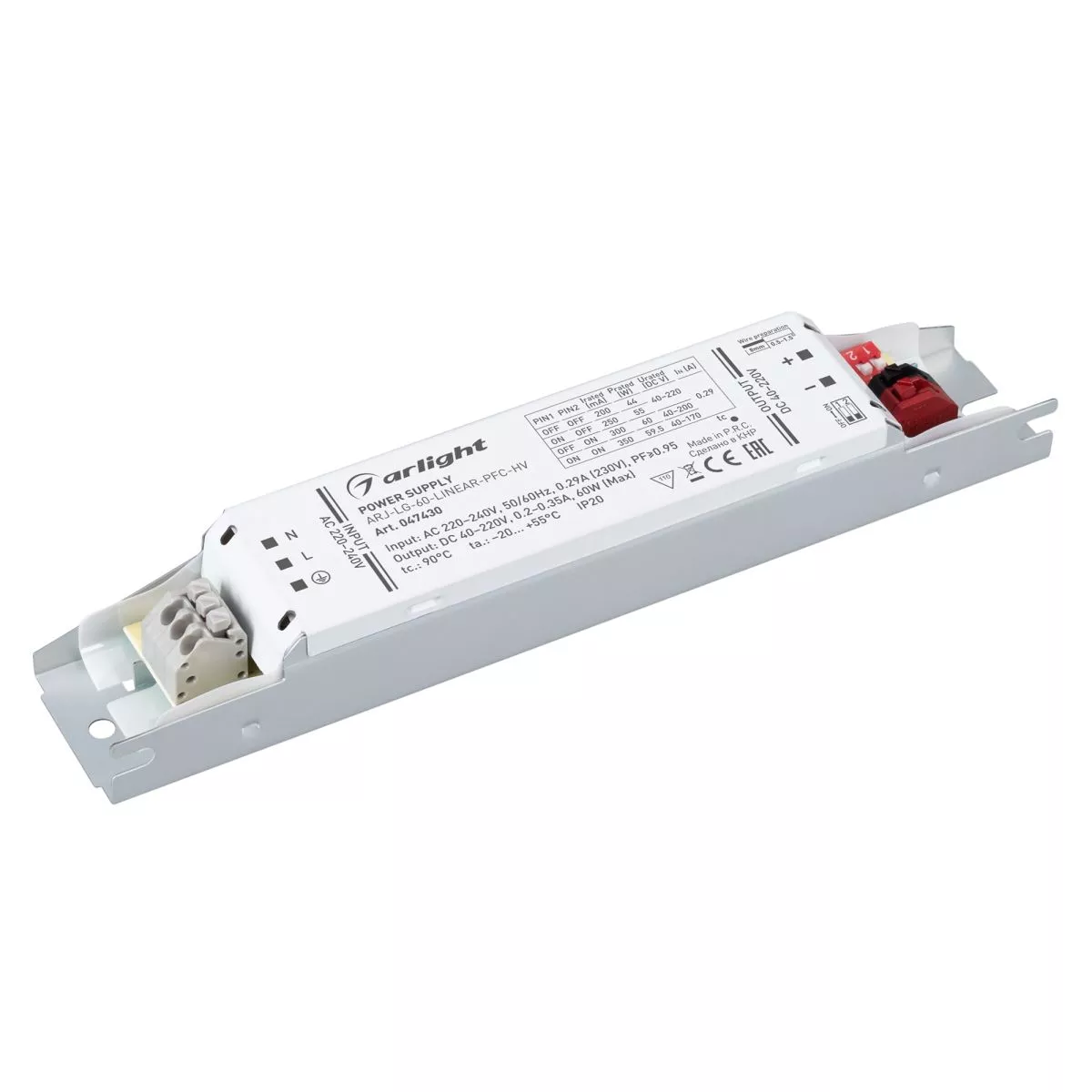 Блок питания Arlight ARJ-LG-60-LINEAR-PFC-HV (60W, 40-220V, 0.2-0.35A) (IP20 Металл) 047430
Блок питания Arlight ARJ-LG-60-LINEAR-PFC-HV (60W, 40-220V, 0.2-0.35A) (IP20 Металл) 047430