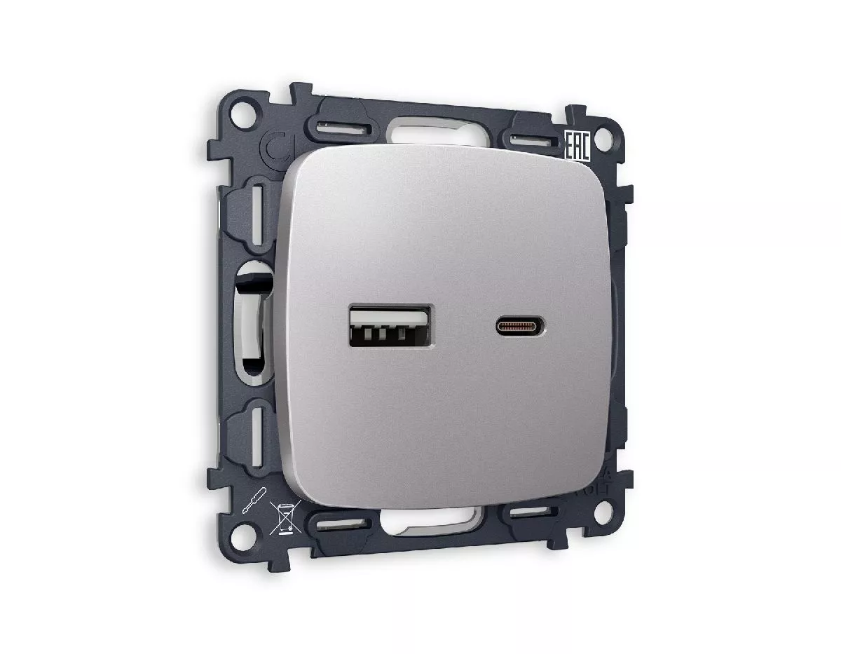 Комплект механизма розетки 2USB A+C 20W 3000mA (быстрая зарядка) Ambrella Volt Omega MO511010
Комплект механизма розетки 2USB A+C 20W 3000mA (быстрая зарядка) Ambrella Volt Omega MO511010