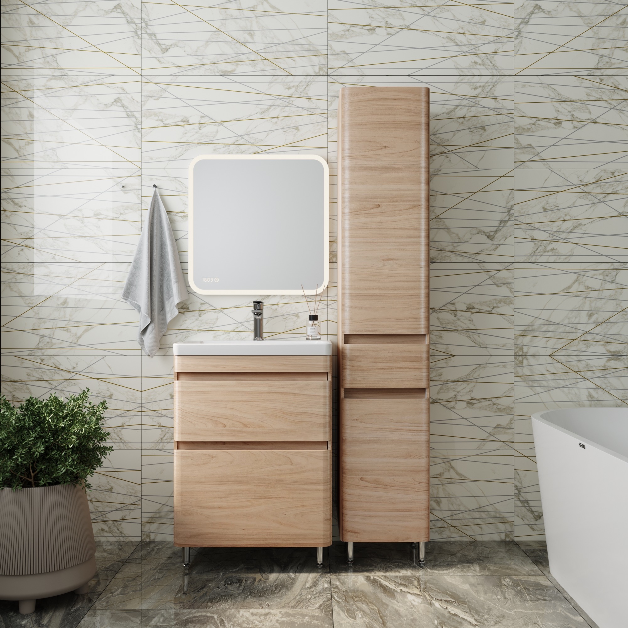 Мебель для ванной комнаты Style Line Атлантика 60 Люкс Plus, напольная, ясень перламутр
Мебель для ванной комнаты Style Line Атлантика 60 Люкс Plus, напольная, ясень перламутр