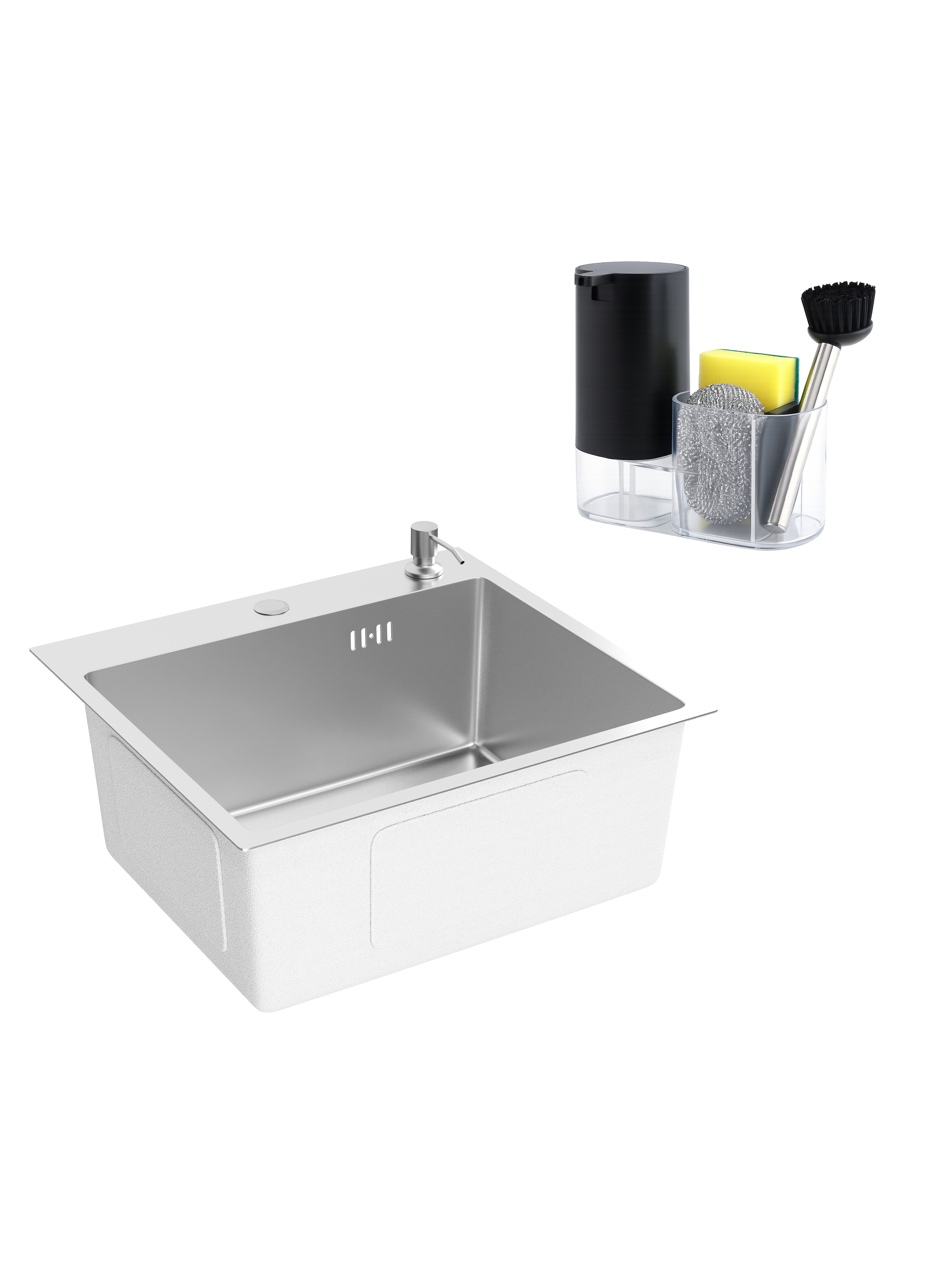 Мойка кухонная Domaci Равенна DMC-RV5045202S 50x45, сталь, интегрированная, накладная, встраиваемая сверху, нержавеющая сталь, 50x45 см, с дозатором и сифоном, сталь + Комплект аксессуаров Domaci Парма DMC-PR10B матовый черный
Мойка кухонная Domaci Равенна DMC-RV5045202S 50x45, сталь, интегрированная, накладная, встраиваемая сверху, нержавеющая сталь, 50x45 см, с дозатором и сифоном, сталь + Комплект аксессуаров Domaci Парма DMC-PR10B матовый черный