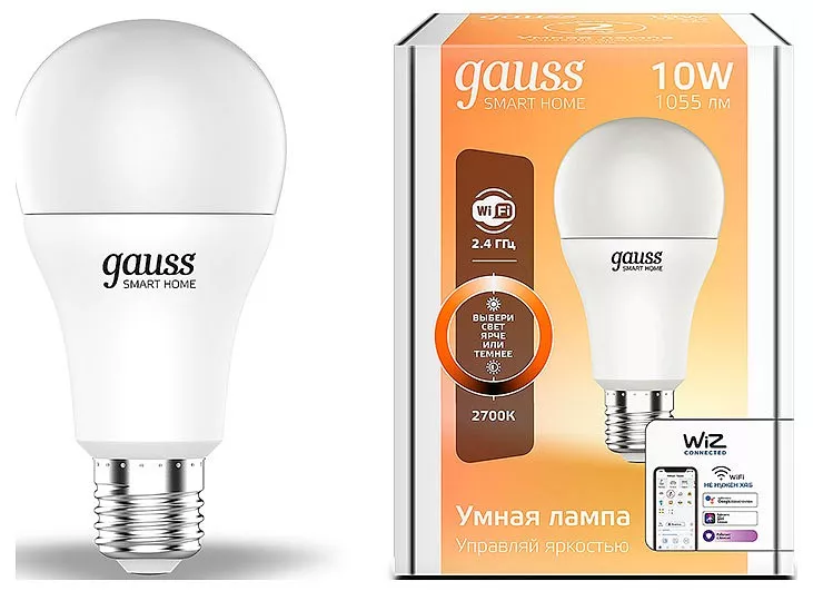 Лампа светодиодная диммируемая Gauss Smart Home E27 10W 2700K матовая 1070112
Лампа светодиодная диммируемая Gauss Smart Home E27 10W 2700K матовая 1070112