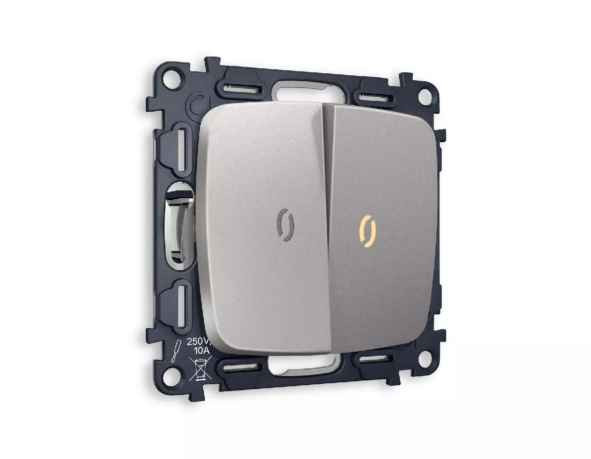 Комплект механизма 2-кл проходного выключателя с подсветкой Ambrella Volt Omega MO504030 
Комплект механизма 2-кл проходного выключателя с подсветкой Ambrella Volt Omega MO504030