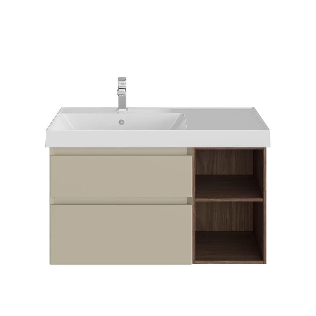 Тумба под раковину KERAMA MARAZZI Cubo 90, левая подвесная, с ящиками и полкой, лимо матовая, структурированный орех
Тумба под раковину KERAMA MARAZZI Cubo 90, левая подвесная, с ящиками и полкой, лимо матовая, структурированный орех
