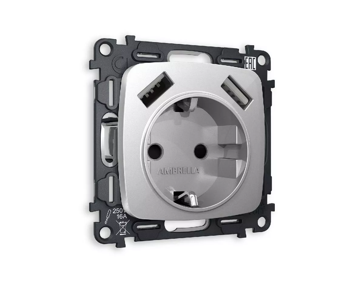 Комплект механизма розетки 2USB A+A 18W (быстрая зарядка) с/з Ambrella Volt Omega MO409010
Комплект механизма розетки 2USB A+A 18W (быстрая зарядка) с/з Ambrella Volt Omega MO409010