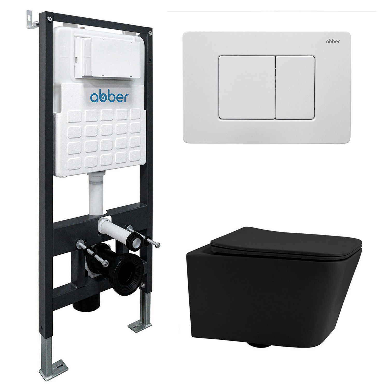 Комплект 4 в 1 Abber Rechteck AC1201MB-AC0105-AC0120MW Унитаз подвесной безободковый, с микролифтом + Система инсталляции + Кнопка смыва матовая белая
Комплект 4 в 1 Abber Rechteck AC1201MB-AC0105-AC0120MW Унитаз подвесной безободковый, с микролифтом + Система инсталляции + Кнопка смыва матовая белая