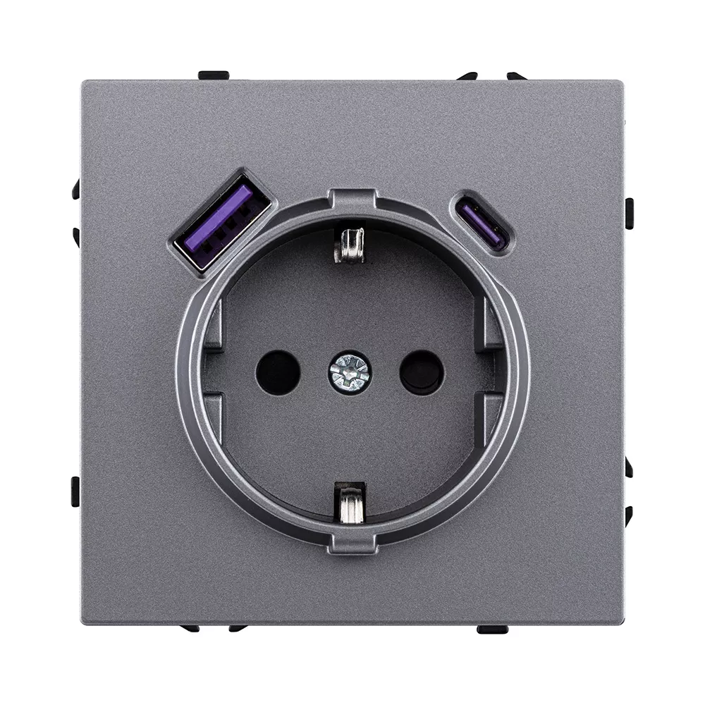 Розетка штепсельная SCHUKO 16A/250 В с USB A+C 20W, серый Kollinger Eclipse EC-016GY
Розетка штепсельная SCHUKO 16A/250 В с USB A+C 20W, серый Kollinger Eclipse EC-016GY