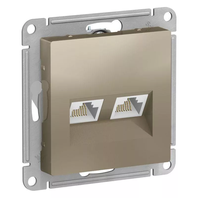 Розетка компьютерная двойная RJ45 Schneider Electric AtlasDesign 5e кат UTP шампань ATN000585
Розетка компьютерная двойная RJ45 Schneider Electric AtlasDesign 5e кат UTP шампань ATN000585