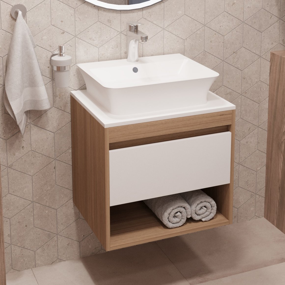 Тумба с раковиной Teymi Ritta 55 дуб эврика, матовая белая, раковина Aina 49
Тумба с раковиной Teymi Ritta 55 дуб эврика, матовая белая, раковина Aina 49