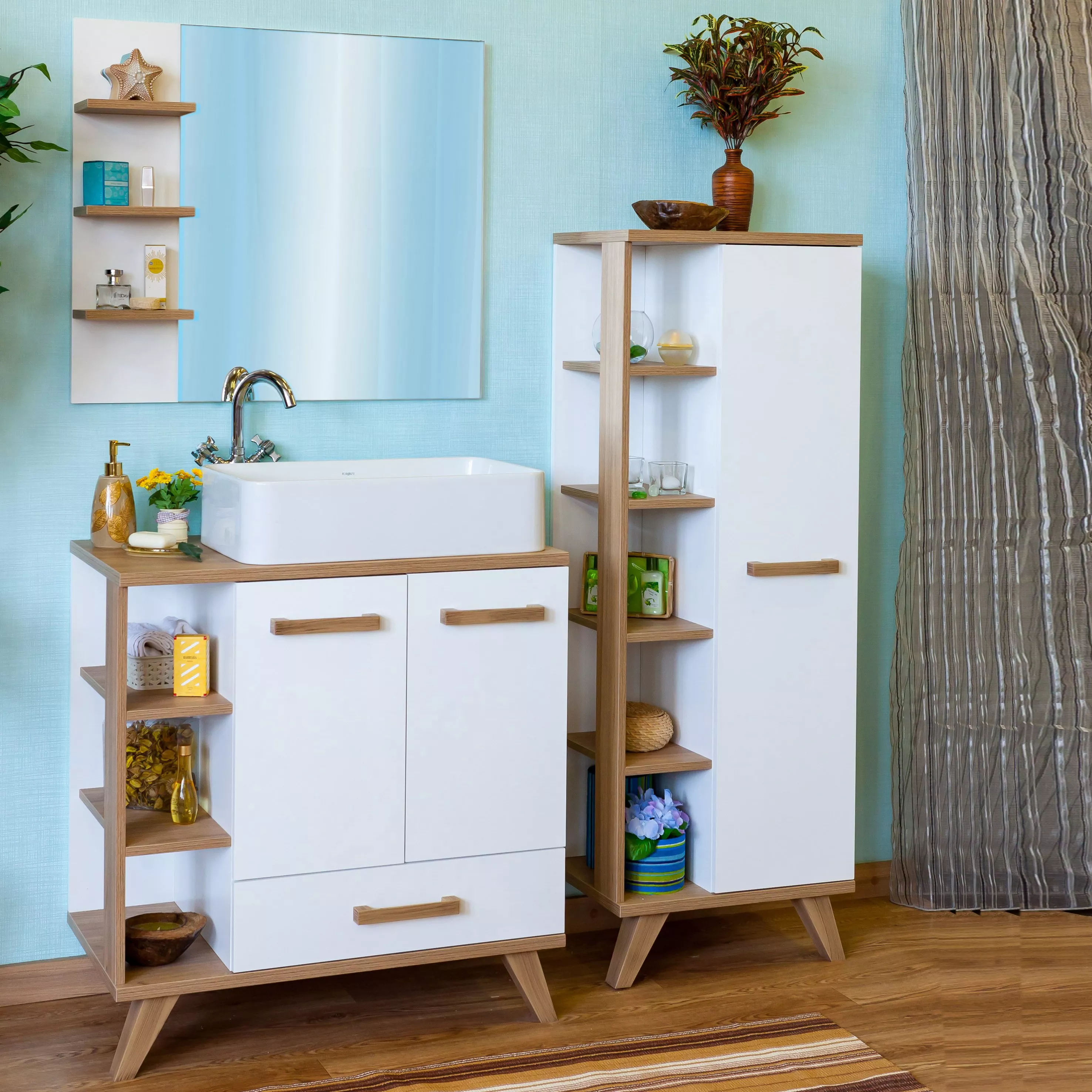 Комплект мебели напольный Sanflor Ингрид 80 светлое дерево - белый
Комплект мебели напольный Sanflor Ингрид 80 светлое дерево - белый