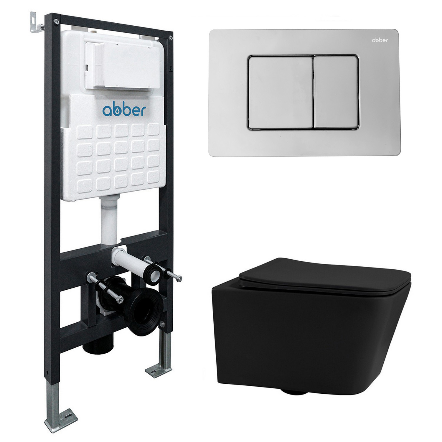 Комплект 4 в 1 Abber Rechteck AC1201MB-AC0105-AC0120 Унитаз подвесной безободковый, с микролифтом + Система инсталляции + Кнопка смыва хром
Комплект 4 в 1 Abber Rechteck AC1201MB-AC0105-AC0120 Унитаз подвесной безободковый, с микролифтом + Система инсталляции + Кнопка смыва хром