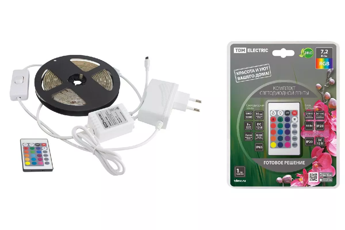 Светодиодная влагозащищенная лента TDM Electric 12В 5050 7,2Вт/м RGB 3м IP65 SQ0331-0236
Светодиодная влагозащищенная лента TDM Electric 12В 5050 7,2Вт/м RGB 3м IP65 SQ0331-0236