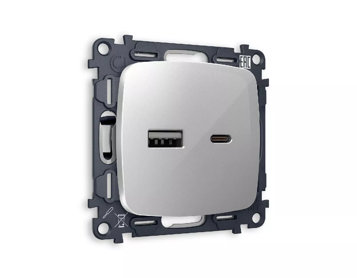 Комплект механизма розетки 2USB A+C 20W (быстрая зарядка) Ambrella Volt Omega MO411010
Комплект механизма розетки 2USB A+C 20W (быстрая зарядка) Ambrella Volt Omega MO411010