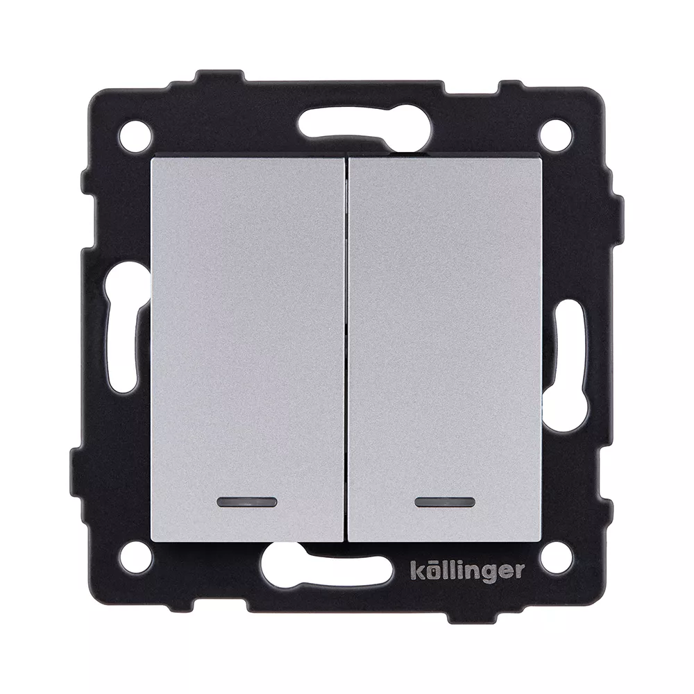 Выключатель кнопочный 2-клавишный 10А/250В с LED подсветкой, серый Kollinger REA-S-014GY для Aspekt, Eleganz, Reflex
Выключатель кнопочный 2-клавишный 10А/250В с LED подсветкой, серый Kollinger REA-S-014GY для Aspekt, Eleganz, Reflex