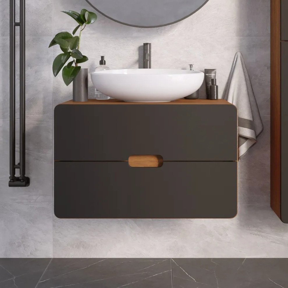 Тумба под раковину со столешницей 1MarKa Vortex 80, орех ноче, найт
Тумба под раковину со столешницей 1MarKa Vortex 80, орех ноче, найт