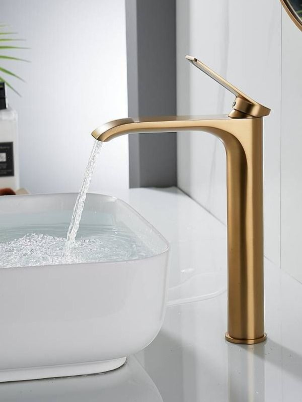 Смеситель для раковины высокий Shevanik S4111G, золотой сатин
Смеситель для раковины высокий Shevanik S4111G, золотой сатин