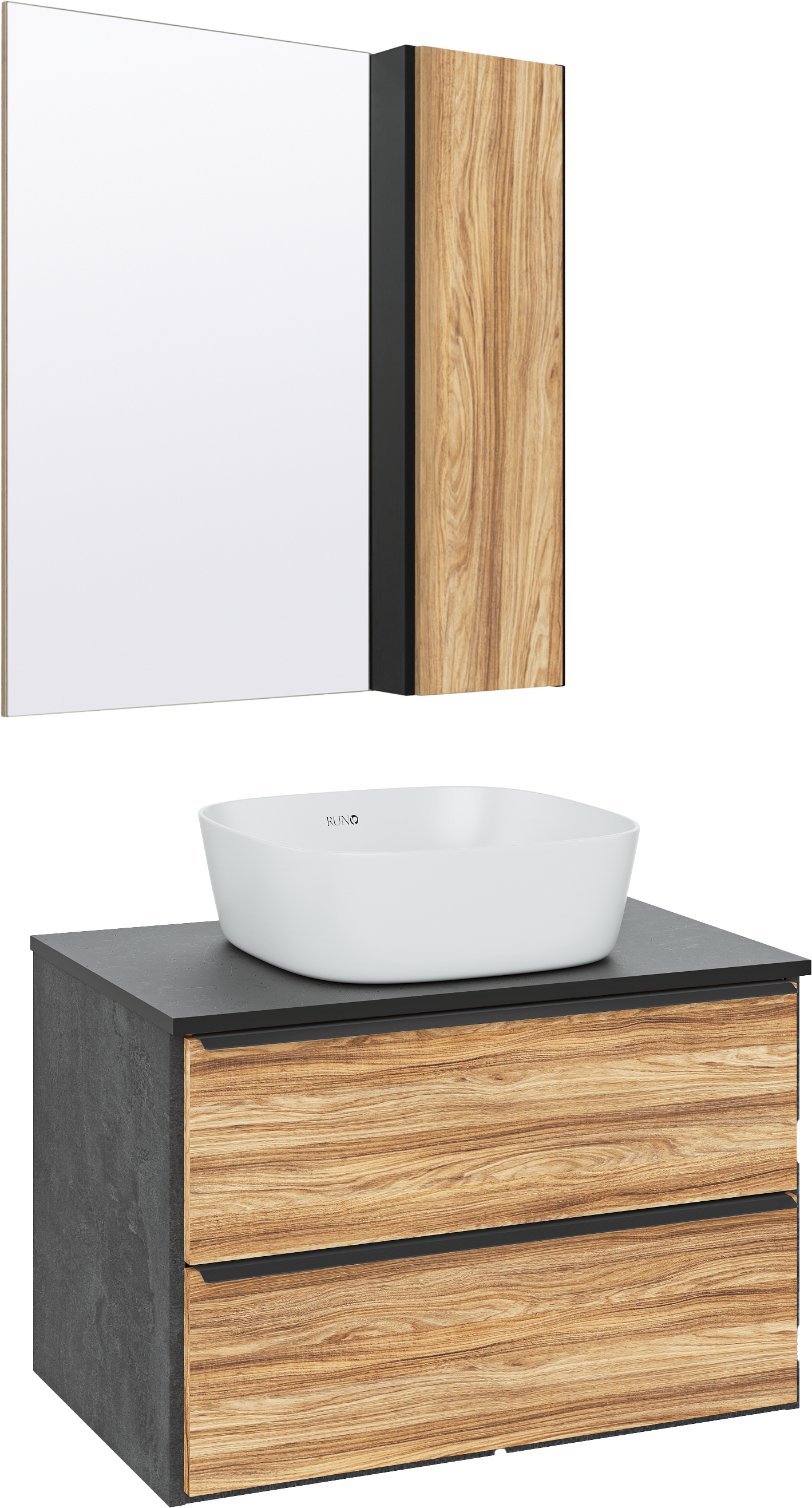 Мебель для ванной комнаты Runo Мальта 70 дуб, черная, раковина Bella 40
Мебель для ванной комнаты Runo Мальта 70 дуб, черная, раковина Bella 40