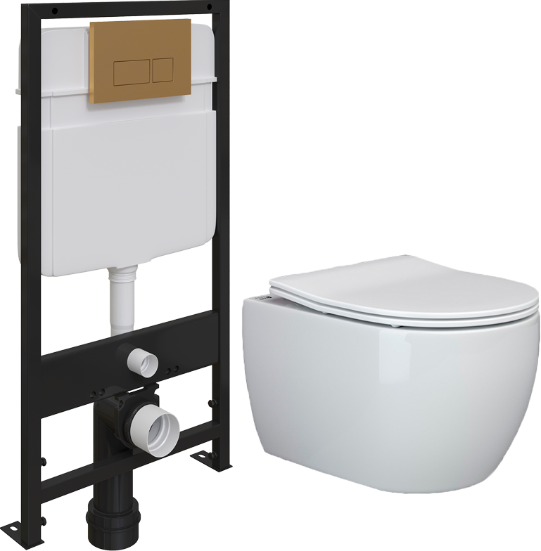 Комплект Унитаз подвесной Ceramica Nova Play CN3001 безободковый, с микролифтом + Система инсталляции для унитазов EWRIKA ProLT 0026-2020 + Кнопка смыва EWRIKA 0043 золото матовое
Комплект Унитаз подвесной Ceramica Nova Play CN3001 безободковый, с микролифтом + Система инсталляции для унитазов EWRIKA ProLT 0026-2020 + Кнопка смыва EWRIKA 0043 золото матовое