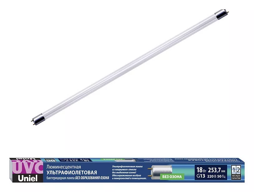 Лампа ультрафиолетовая бактерицидная Uniel G13 18W прозрачная EFL-T8-18/UVCB/G13/CL UL-00007276
Лампа ультрафиолетовая бактерицидная Uniel G13 18W прозрачная EFL-T8-18/UVCB/G13/CL UL-00007276