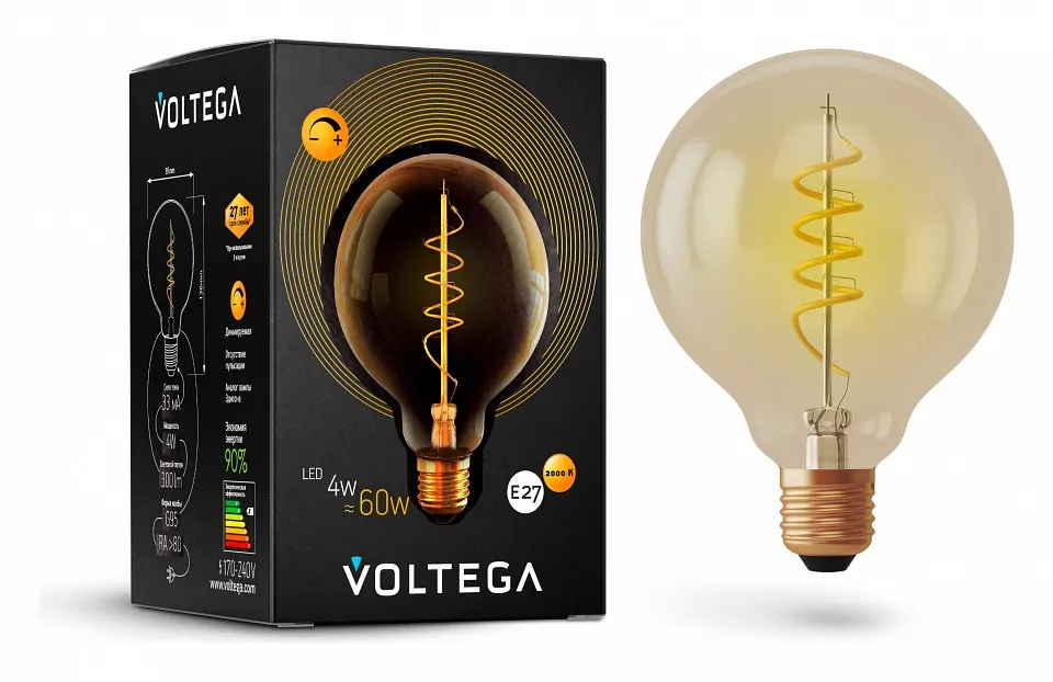 Лампа светодиодная диммируемая Voltega E27 4W 2000К прозрачная VG10-G95GE27warm4W-FB 7076
Лампа светодиодная диммируемая Voltega E27 4W 2000К прозрачная VG10-G95GE27warm4W-FB 7076