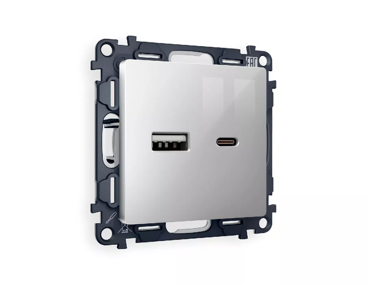 Комплект механизма розетки 2USB A+C 20W (быстрая зарядка) Ambrella Volt Alfa MA411010
Комплект механизма розетки 2USB A+C 20W (быстрая зарядка) Ambrella Volt Alfa MA411010