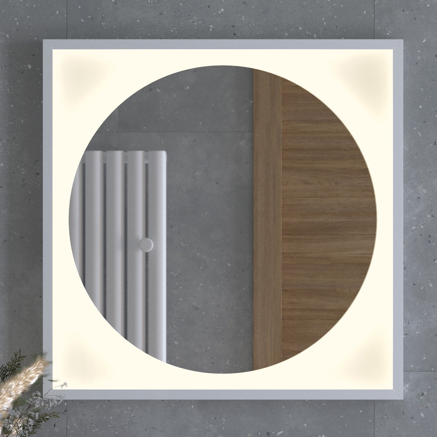Зеркало в багетной раме с LED-подсветкой 15 W (70x70 cm) (Без выключателя) (Теплый белый свет) (Белая рама) (DEFESTO)
Зеркало в багетной раме с LED-подсветкой 15 W (70x70 cm) (Без выключателя) (Теплый белый свет) (Белая рама) (DEFESTO)
