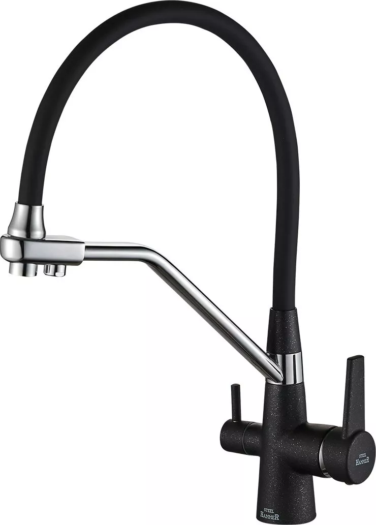 Смеситель для кухни Steel Hammer SH 903-6 Black Cr с гибким изливом и подключением к фильтру черный, хром
Смеситель для кухни Steel Hammer SH 903-6 Black Cr с гибким изливом и подключением к фильтру черный, хром
