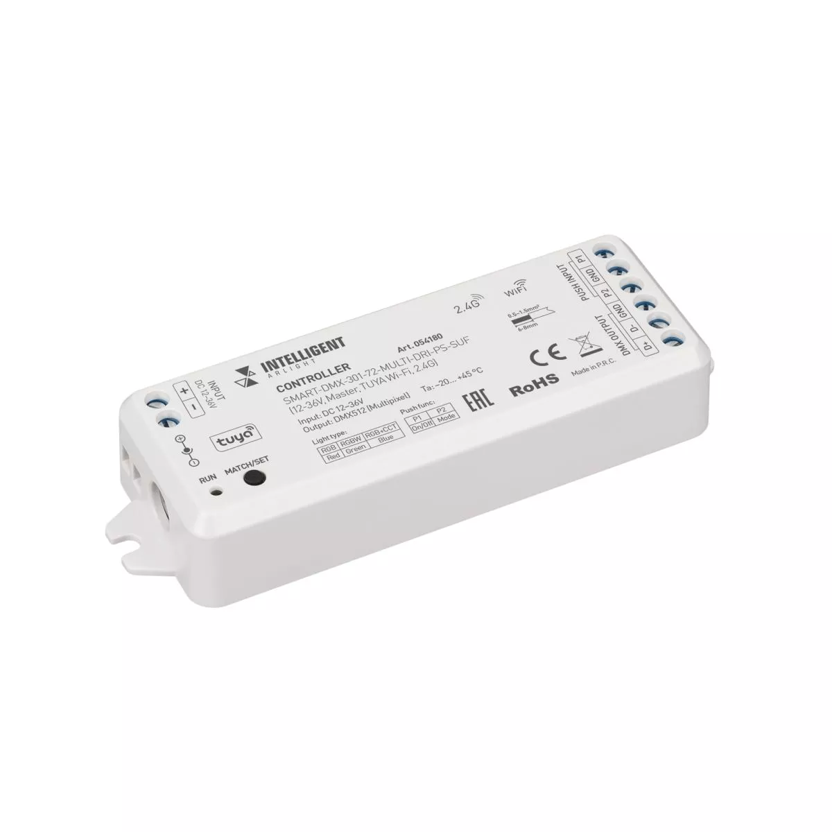 Контроллер Arlight SMART-DMX-301-72-MULTI-DRI-PS-SUF (12-36V, Master, TUYA Wi-Fi, 2.4G) (IARL, IP20 Пластик) 054180
Контроллер Arlight SMART-DMX-301-72-MULTI-DRI-PS-SUF (12-36V, Master, TUYA Wi-Fi, 2.4G) (IARL, IP20 Пластик) 054180