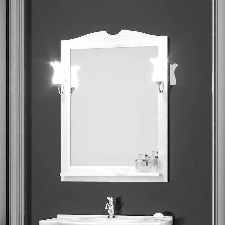 

Зеркало с полкой Opadiris Тибет 85 белый матовый