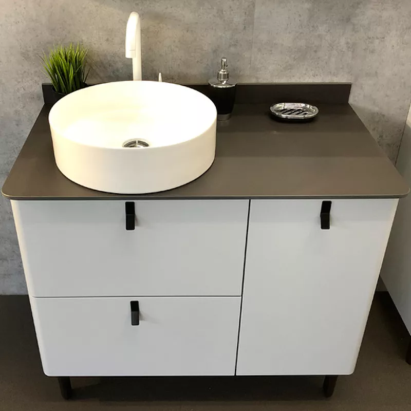 

Тумба с раковиной Comforty Сорренто 90 светло-серая