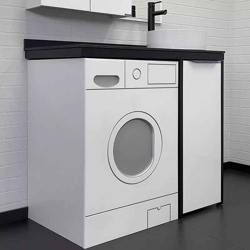 

Тумба с раковиной под стиральную машинку Comforty Лозанна 100 белая глянцевая