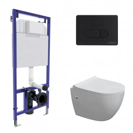 

Комплект унитаза с инсталляцией Berges Okus с сиденьем микролифт и черной матовой кнопкой смыва