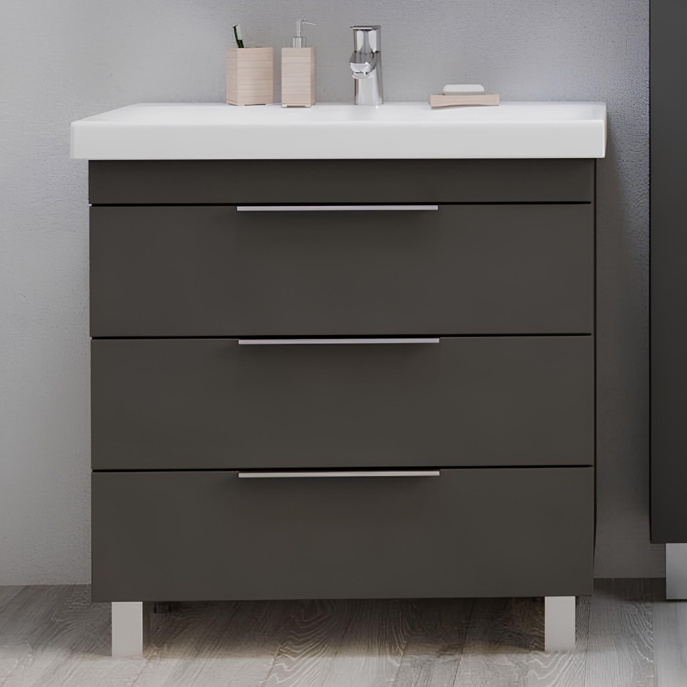 

Тумба под раковину без столешницы 1MarKa Gaula 80Н черная, 3 ящика