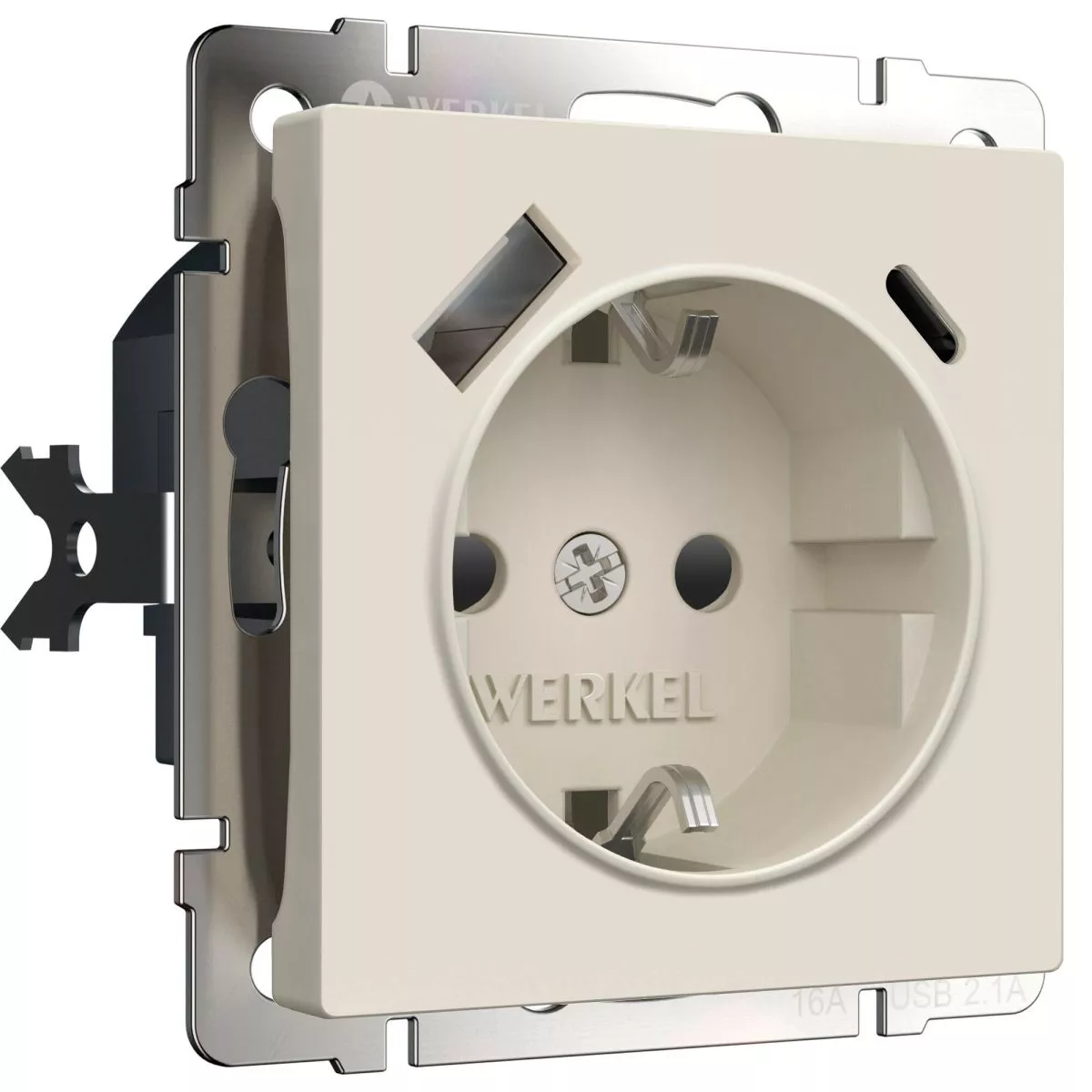 

Розетка с/з со шторками и USB тип A+C Werkel W1171762 4690389213274 a069611